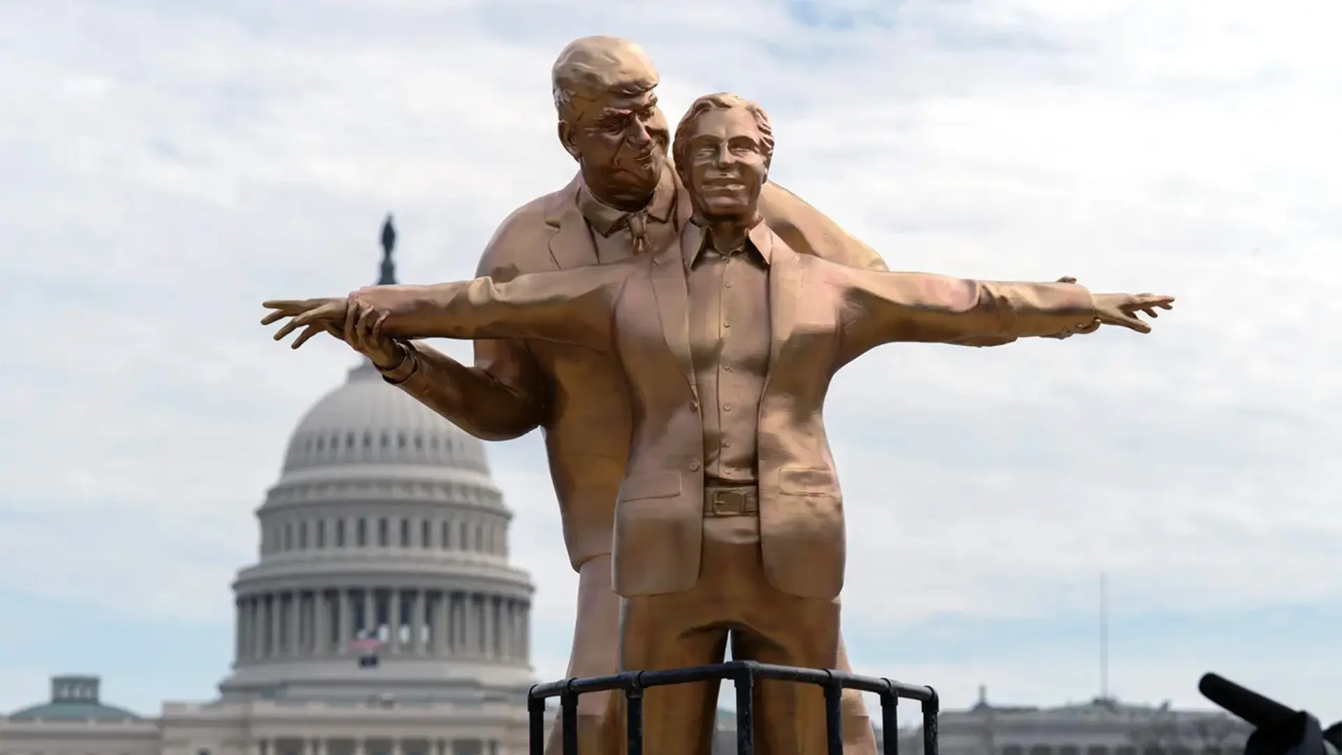 Trump Epstein Titanic statue installed in Washington on the National Mall