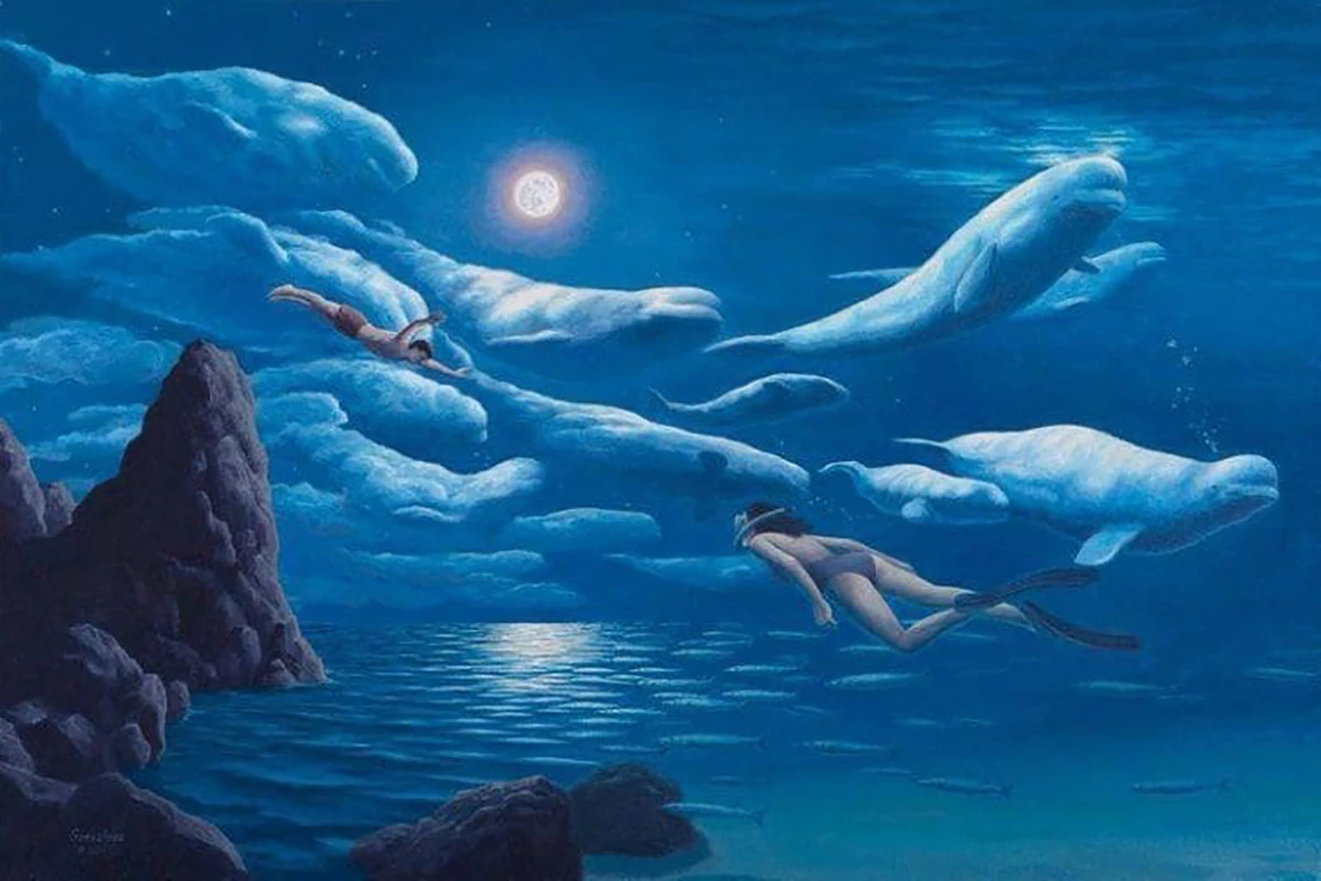 illusions-optique-peinture-rob-gonsalves-swiming